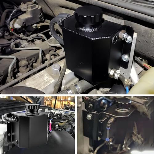 Aluminum Coolant Overflow Tank, 1L Black Expansion Reservoir