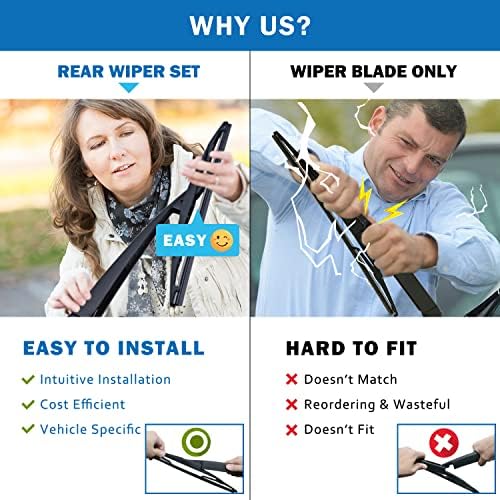 WTI Rear Wiper Arm Blade Set Compatible With Kia Sorento 2015-2020 Rear Windshield Window Wiper Kits Assembly New Replacement Accessories Parts