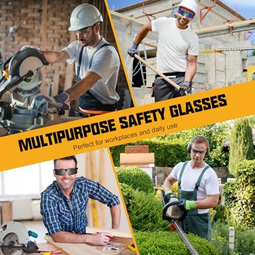 OXG 6 Pack Anti-Fog Safety Glasses, ANSI Z87+ Impact & Scratch Resistant Protective Eyewear for Work, Lab, Construction