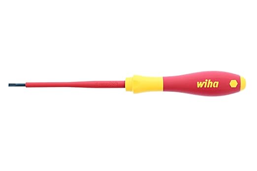 Wiha Tools Ins Screwdriver, Slotted, 1/8x4 in, Round, Red and Black, One Size (32012)