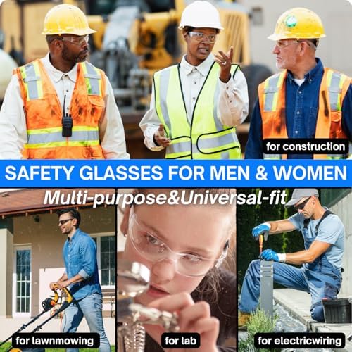 Safety Glasses Ansi Z87.1 Clear Safety Glasses Bulk Impact Scratch Resistant Lens Protective Eyewear for Men Women