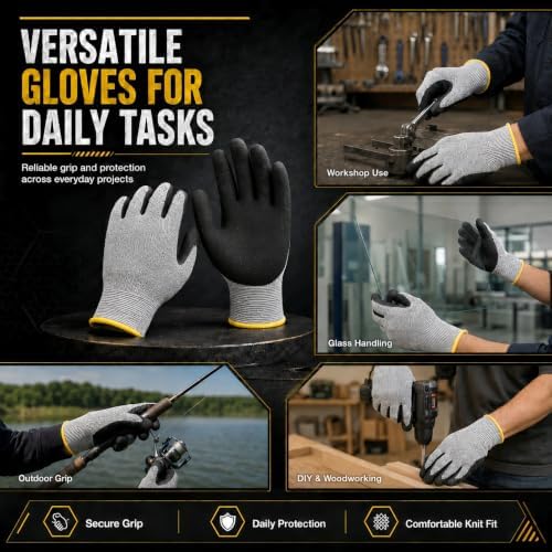 Level 5 Cut Resistant Work Gloves, Sandy Nitrile Grip, 1 Pair