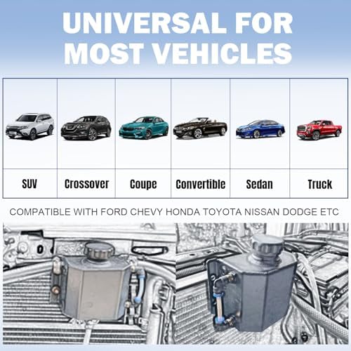 Universal Coolant Reservoir Overflow Tank 1l Aluminum Coolant Radiator Expansion Tank Black