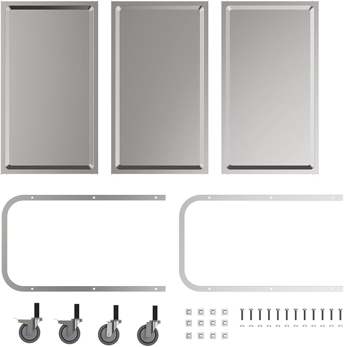Heavy Duty Stainless Steel Utility cart,Industrial Serving cart with Wheels, 3 Shelf 360°Rotation Storage Trolley with Locking Wheels 500 lbs Capacity,1MM Thick 33.5 * 17.4 * 35.4' L*W*H.