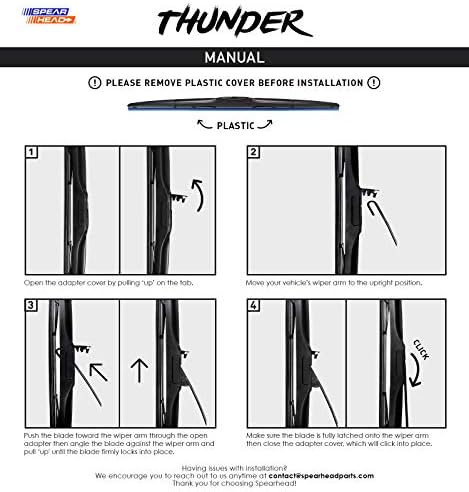 Spearhead THUNDER 19"+19" Hybrid Wiper Blades w/Neoprene Infused Rubber, Outwipes Silicone (Pair)