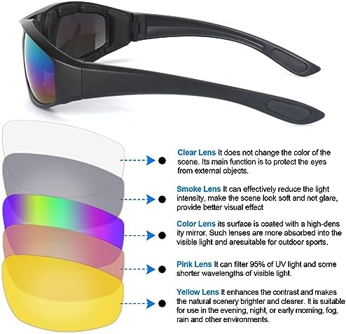 3 Pair Motorcycle Riding Glasses Padding Goggles UV Protection Dustproof Windproof Motorcycle Sunglasses for Outdoor Actives
