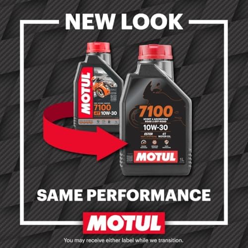 Motul 7100 4T 10W-30 Full Synthetic Motorcycle Oil - Ester Core Technology - API SP JASO MA2 Wet Clutch and DCT Safe - Engine Protection for Honda, Hero, TVS Motor - 1L