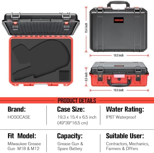 Hard Case for Milwaukee Grease Gun: Cordless Tool M18(2646-20)/M12(2446-20)