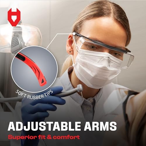 NoCry Safety Glasses Over Eyeglasses for Men and Women with Anti Scratch Lenses and Integrated Side Shields — Adjustable Temples with Anti-Slip Tips — 100% UV Protective Eyewear — ANSI Z87 Certified