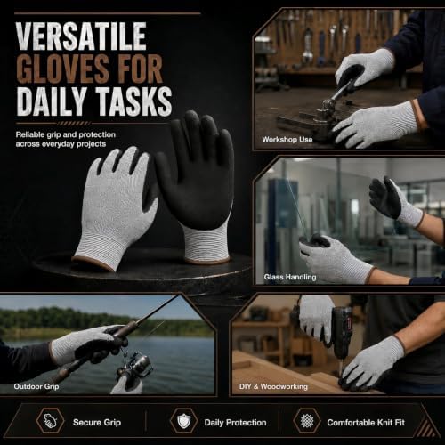 Level 5 Cut Resistant Work Gloves, Sandy Nitrile Grip, 1 Pair