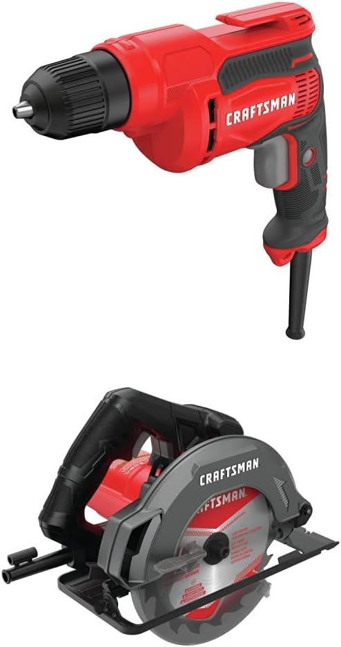 CRAFTSMAN Drill/Driver, 7-Amp, 3/8-Inch with 7-1/4-Inch Circular Saw, 13-Amp (CMED731 & CMES500)