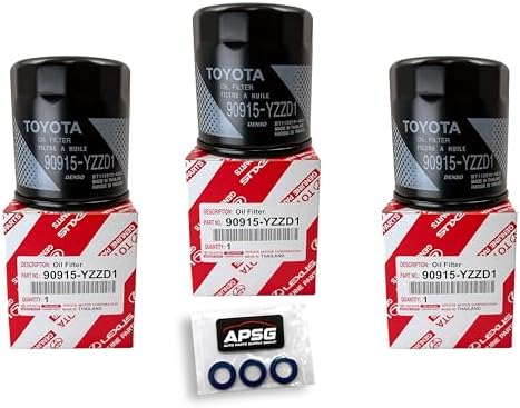 GENUINE OEM Oil Filter 90915-YZZD1 with apsg Plug Oil Drain Gasket 90430-12031 | 3 PACK | Compatible with TOYOTA 4Runner Avalon Camry Supra T100 Tacoma | ES300 GS300 RX300 Others (90915-YZZG2)