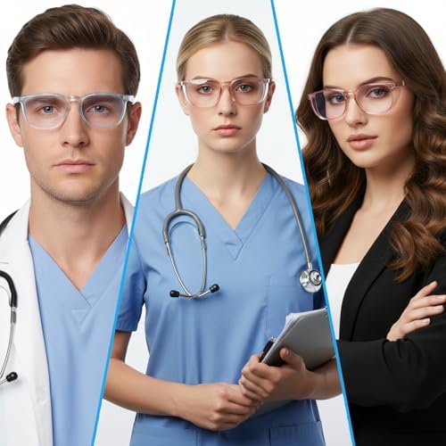 Ptwola Clear Safety Glasses Nurses Goggles Protective Eyewear Lab Goggles Side Protect and Clean Cloth Assistant Accessories
