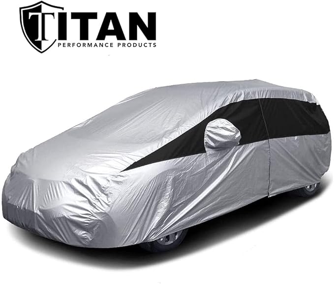 Titan Lightweight Poly 210T Car Cover for Hatchbacks 165-181". Waterproof, UV Protection, Scratch Resistant, Driver-Side Zippered Opening. Fits Prius, Focus, Civic and More.