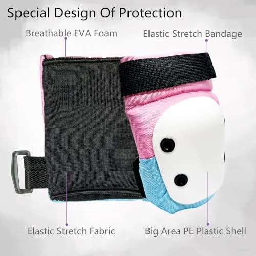 Girls Kids Knee Pads and Elbow Pads,Wrist Guard Set for 3-8 Years Old Child