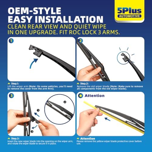 5 PLUS RearQuiet 12 Inch Rear Wiper Blade,OEM Replacement Rear Window Wiper