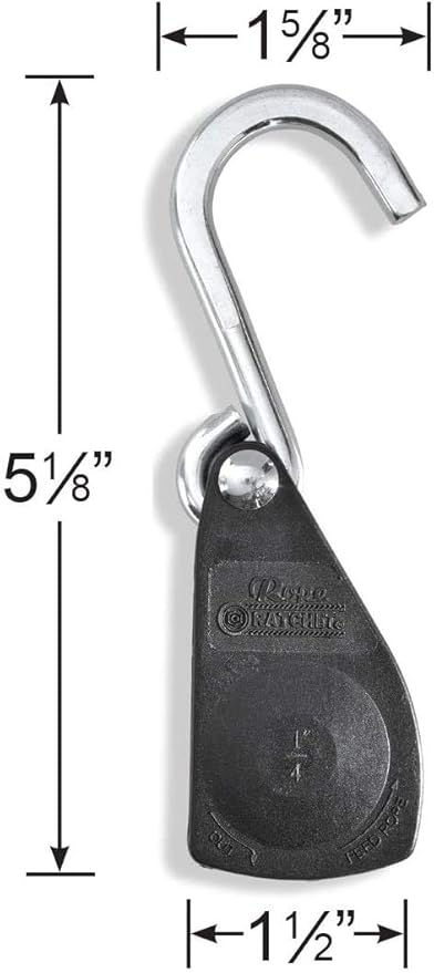 Rope Ratchet 1/4" Tie Down Pulley Hanger, Heavy Duty Locking Mechanism, Tightener for Shade Sails, Hammocks, Canopy Anchoring, Garden Hoisting, Outdoor Use, 150 lbs Capacity - No Rope Included