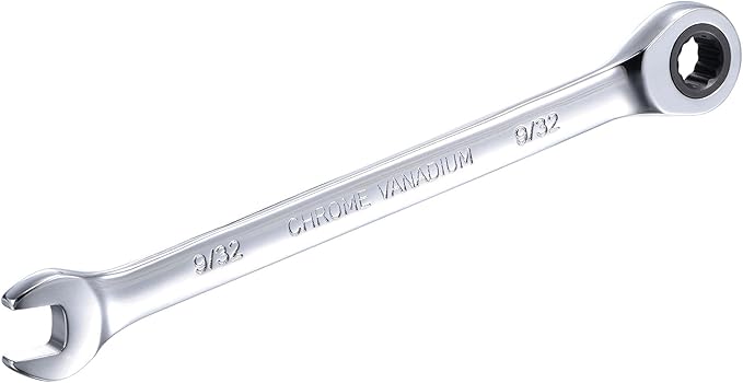 uxcell 9/32 Inch Ratcheting Combination Wrench SAE 72 Teeth 12 Point Ratchet Box Ended Spanner Tools, Cr-V