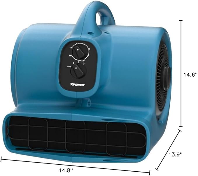 XPOWER P-450AT Freshen Aire Scented Air Mover Scent Diffusing Fan for Immediate Scenting, Cooling, Ventilating, & Drying of Large Areas, Blue