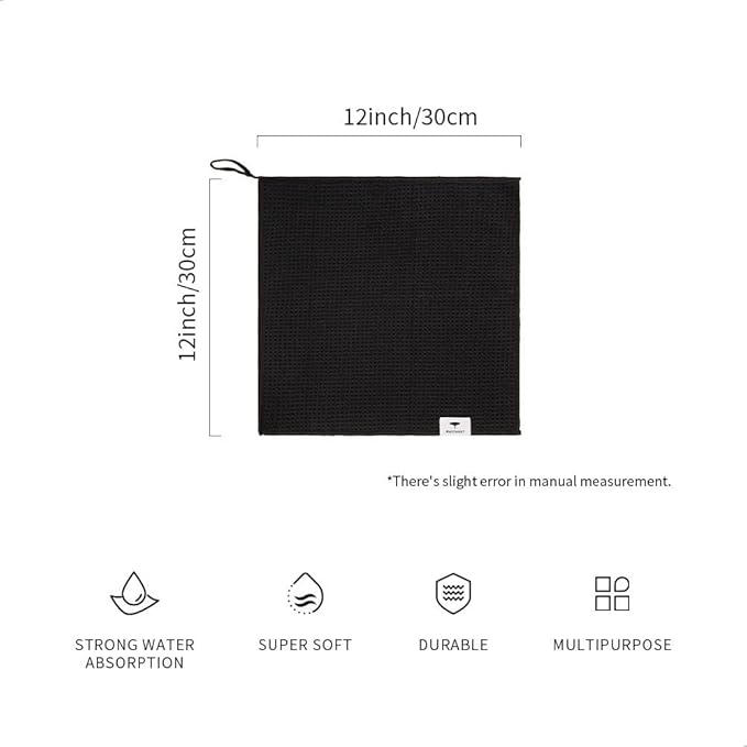 watchget Microfiber Cleaning Cloth,Barista Micro Cloth 4 Pack-Microfiber Barista Towels Espresso Towel Espresso Machine Cloths, Steam Wand Cloth, Kitchen Cleaning Cloth Waffle Weave Black(12"x12")