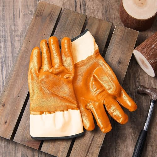 Teenyyou 5/10/15/20/25 Pair Nitrile Coated Oil Work Gloves