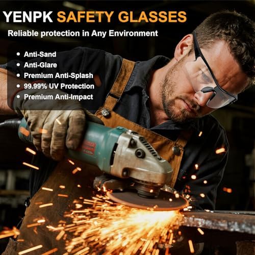Safety Glasses for Men, Anti Scratch & UV Protection Work Glasses