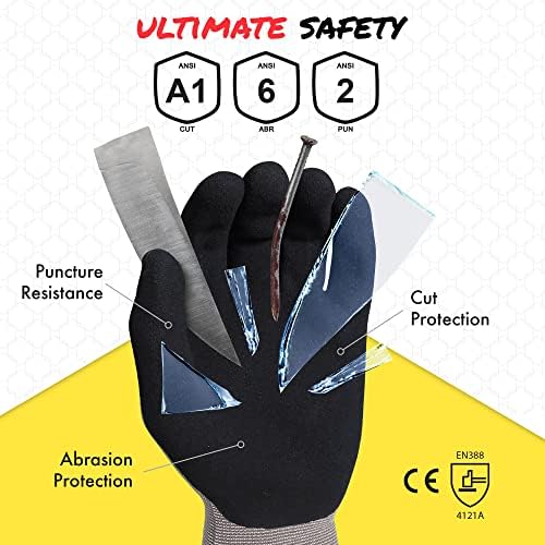 Quest Cut Resistant Work Gloves, ANSI A1, Large, Pack of 1
