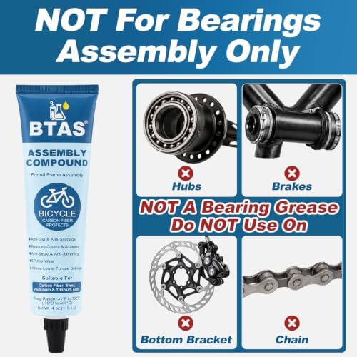 BTAS Bike Carbon Fiber Assembly Compound, Anti‑Slip & Anti‑Creak 4oz