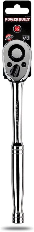 Powerbuilt 1/2-Inch Drive Gear-to-Gear Quick-Release Ratchet, Chrome Vanadium Steel, Non-Slip Handle – 642509