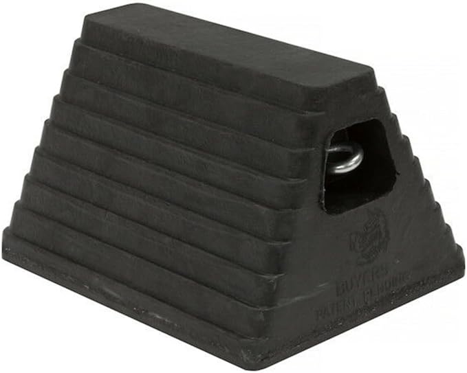 Buyers Products WC6810L Heavy Duty Rubber Wheel Chock with Recessed Eyebolt, 10x8x6 Inch, Reinforced Tire Chock for Cars, Trailers, RVs, Oil Resistant, Durable Tire Stopper, Ideal for Shipping Docks
