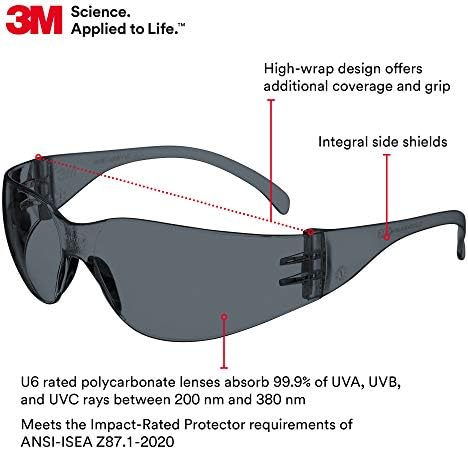3M Safety Glasses, Virtua, ANSI Z87, Unisex, Gray Hard Coat Lens
