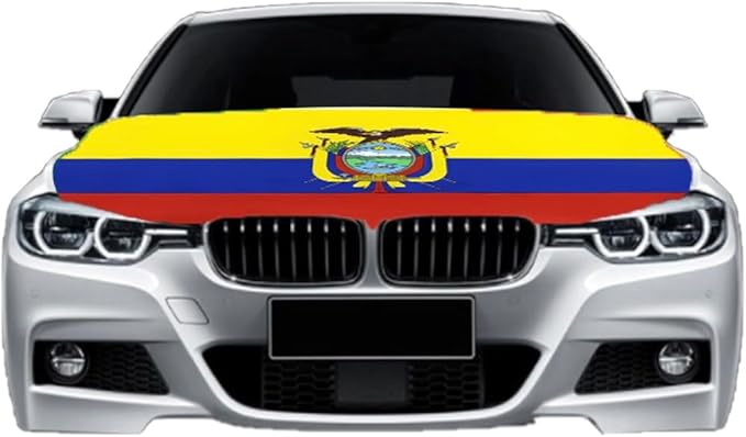 Car Hood Cover Country Flag Hood Cover Durable Weatherproof Universal Fit Car Cover for All Seasons Protection Custom Fit for Cars Trucks SUVs (Ecuador)