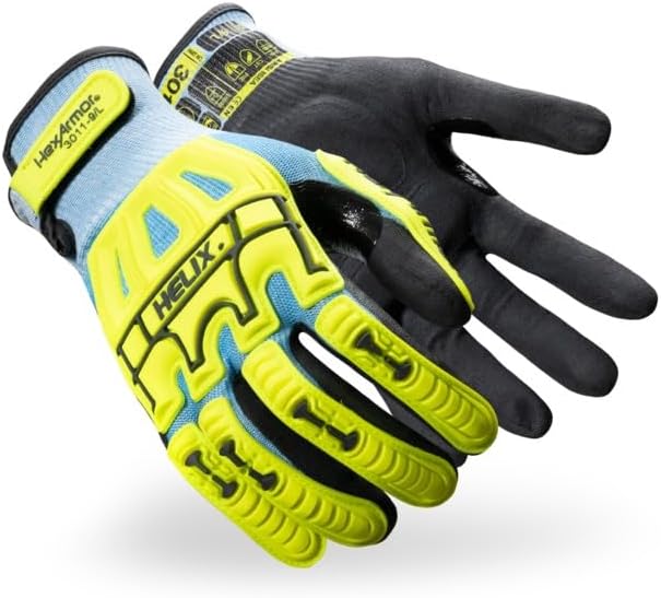 HexArmor Helix Impact Resistant & A1-A9 Cut-Resistant Work Gloves – High-Dexterity Nitrile Grip Industrial Safety Gloves