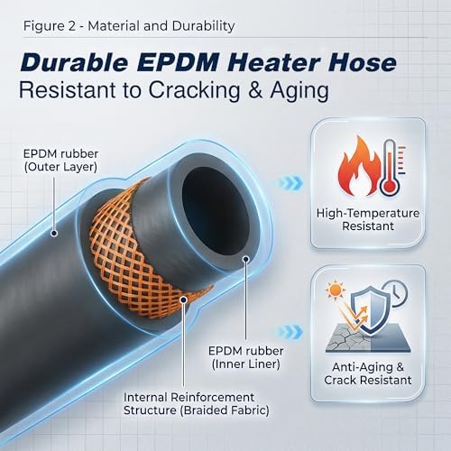 10FT 1/4" Heater Hose with 4 Clamps, EPDM Rubber Coolant Radiator Hose