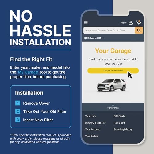 Spearhead Odor Defense Breathe Easy AC & Heater Cabin Air Filter (BE-285)
