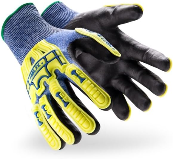 HexArmor Helix Impact Resistant & A1-A9 Cut-Resistant Work Gloves – High-Dexterity Nitrile Grip Industrial Safety Gloves