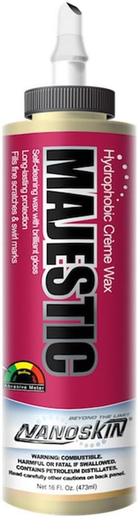 Nanoskin MAJESTIC Nano Creme Wax 16 oz – Produces a Deep, Lustrous Gloss and Superior UV Protection | Use with Polisher Buffer / By Hand | Water Beading | For Automotive, Marine, Industrial & More