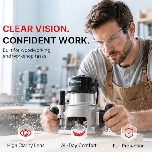 Clear Safety Glasses Bulk 12 Pack, ANSI Z87.1, Wrap Around Eye Protection