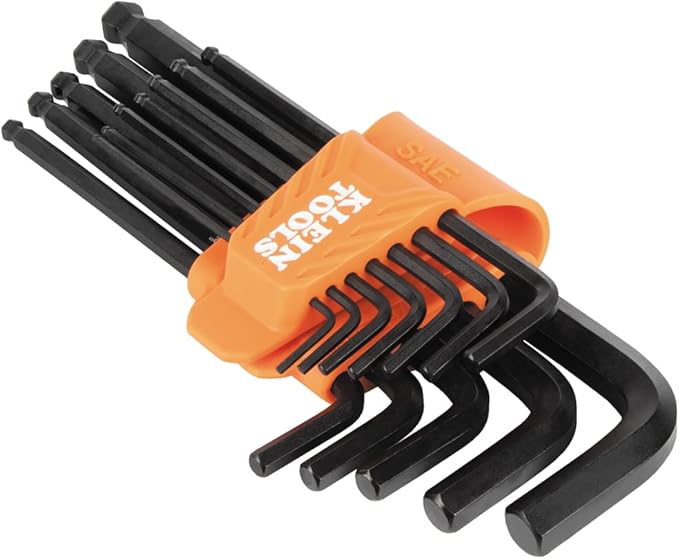 KLEIN TOOLS BLS22 22-Piece Long Ball-End Hex Key Wrench Set, SAE and Metric, Heat-Treated, L-Style, 1/16-Inch to 3/8-Inch and 1.5mm to 10mm