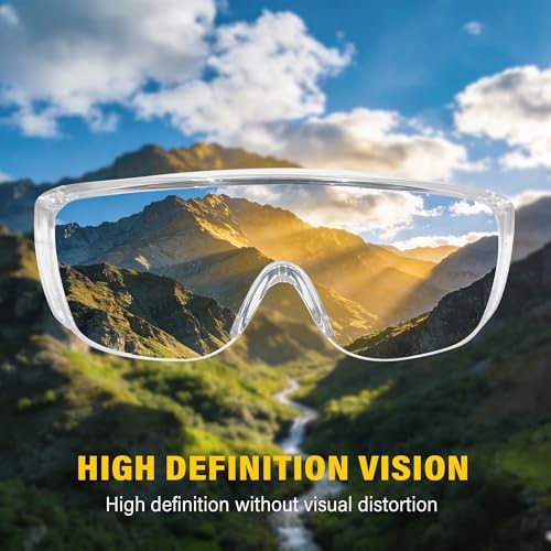 12 Pack Safety Glasses Over Eyeglasses, Anti Scratch Lenses and Integrated Side Shields Safety Goggles,Wrap Around Protective Eyewear for Lab Chemistry, Construction, Industrial work