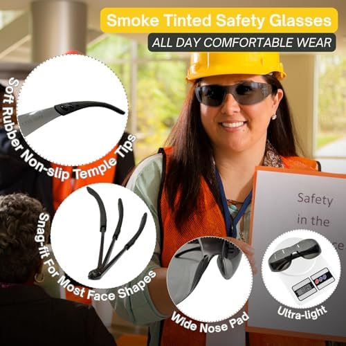 Safety Glasses Ansi Z87.1 Clear Safety Glasses Bulk Impact Scratch Resistant Lens Protective Eyewear for Men Women