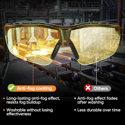 TICONN Anti-Fog Safety Glasses for Men & Women, ANSI Z87.1 Eye Goggles