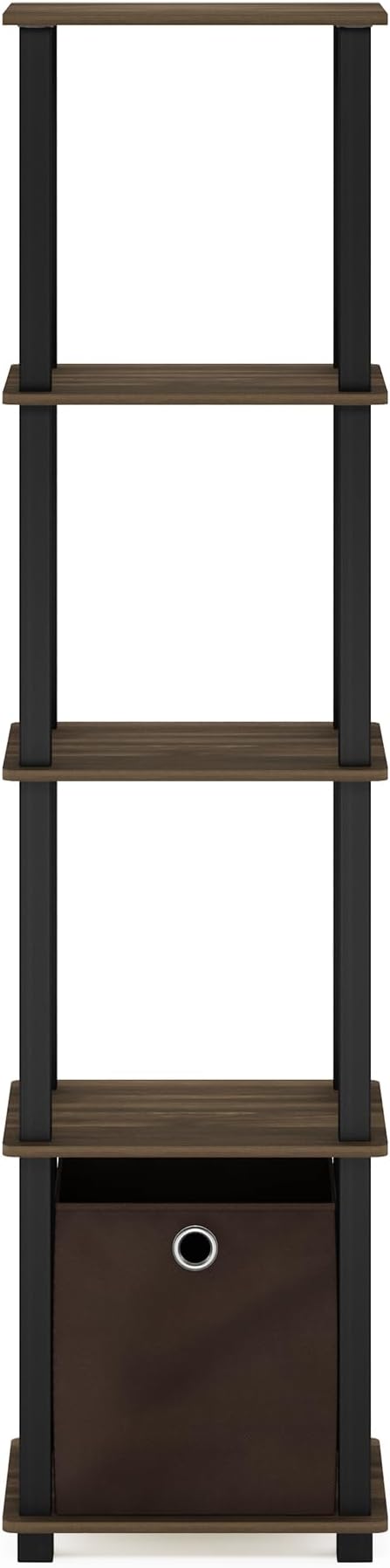FURINNO TNT No Tools 5-Tier Display Decorative Shelf, Columbia Walnut/Black/Dark Brown