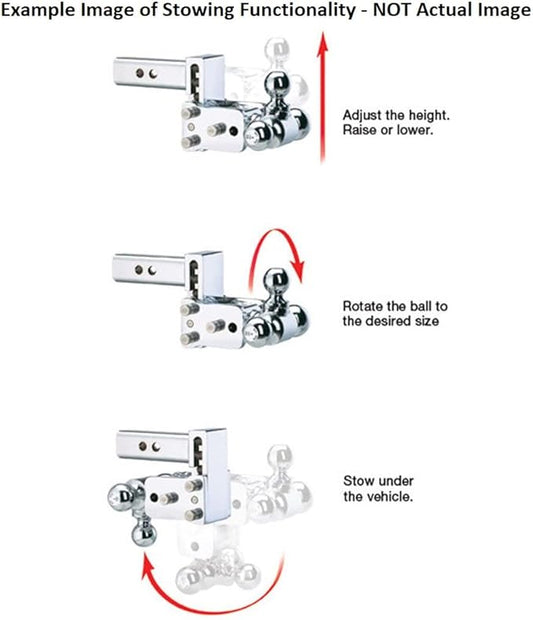 B&W Trailer Hitches Chrome Tow & Stow Adjustable Trailer Hitch Ball Mount - Fits 2" Receiver, Dual Ball (2" x 2-5/16"), 3" Drop, 10,000 GTW - TS10033C