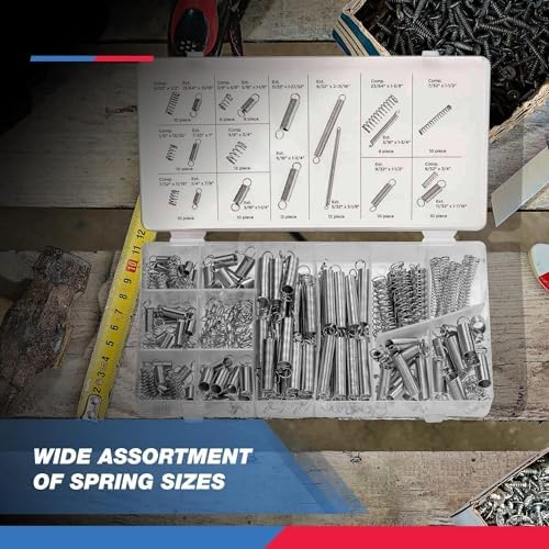 NEIKO 50456A Spring Assortment Set, 200 Piece, Extension and Compression Springs Kit, Zinc Plated Steel Mechanical Compression Springs, Assorted Size Small Springs for All Types of Home Repairs & DIY