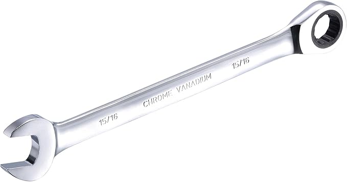 uxcell 15/16 Inch Ratcheting Combination Wrench SAE 72 Teeth 12 Point Ratchet Box Ended Spanner Tools, Cr-V
