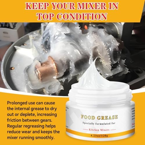 4.23 Oz Food Grade Grease for Kitchen Aid Stand Mixer, Premium Grease Compatible with Kitchen Stand Mixers, Reduces Noise and Wear, Extends Machine Life, Includes Applicator Stick and Brush