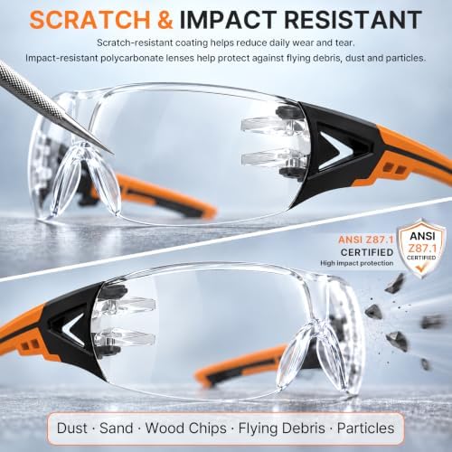 TBET Clear Safety Glasses Bulk for Men, ANSI Z87.1& UV Protection Glasses