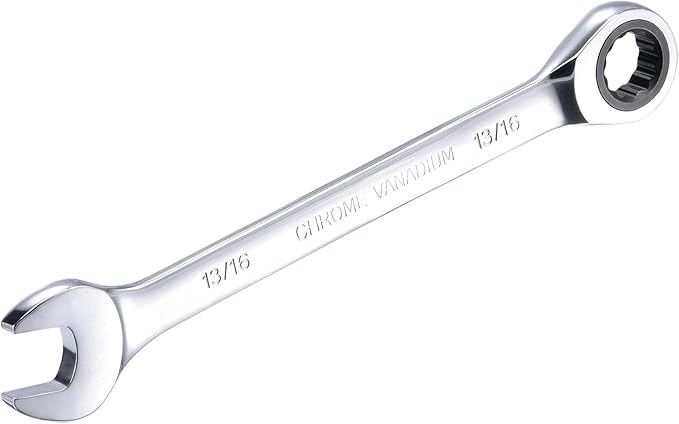 uxcell 13/16 Inch Ratcheting Combination Wrench SAE 72 Teeth 12 Point Ratchet Box Ended Spanner Tools, Cr-V