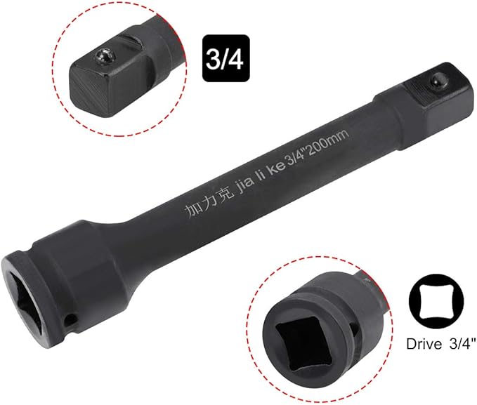 uxcell 3/4" Drive by 8" Impact Extension Bar for Use with Air Impact Wrenches, Breaker Bars, Ratchets, CR-MO Steel